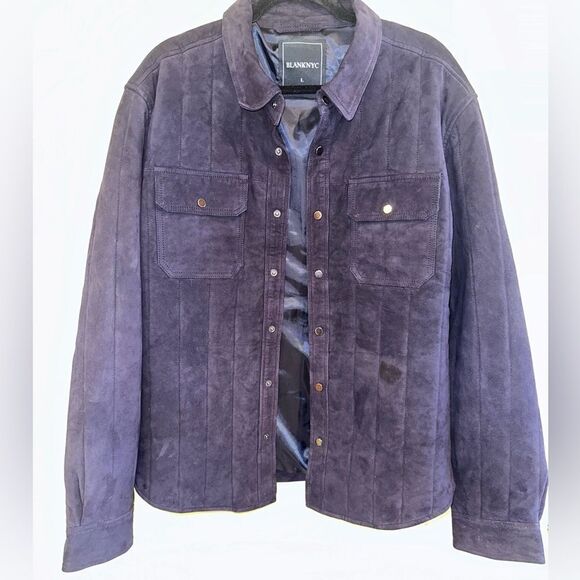 BlankNYC Suede Black Leather Jacket Shirt Men’s Size Large - Picture 3 of 11